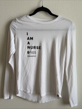 FIGS White Long-Sleeve Tee